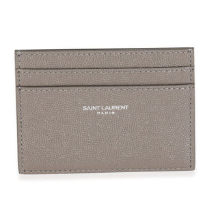 Saint Laurent Light Grey Grain De Poudre Credit Card Case